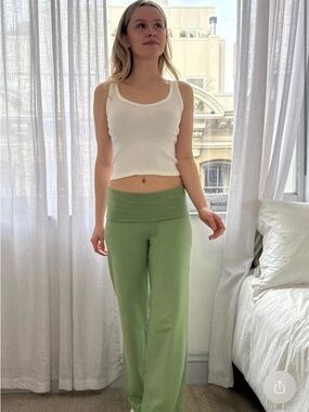 Brandy Melville Light Green Wide Leg Pants matcha olive green Priscilla pants